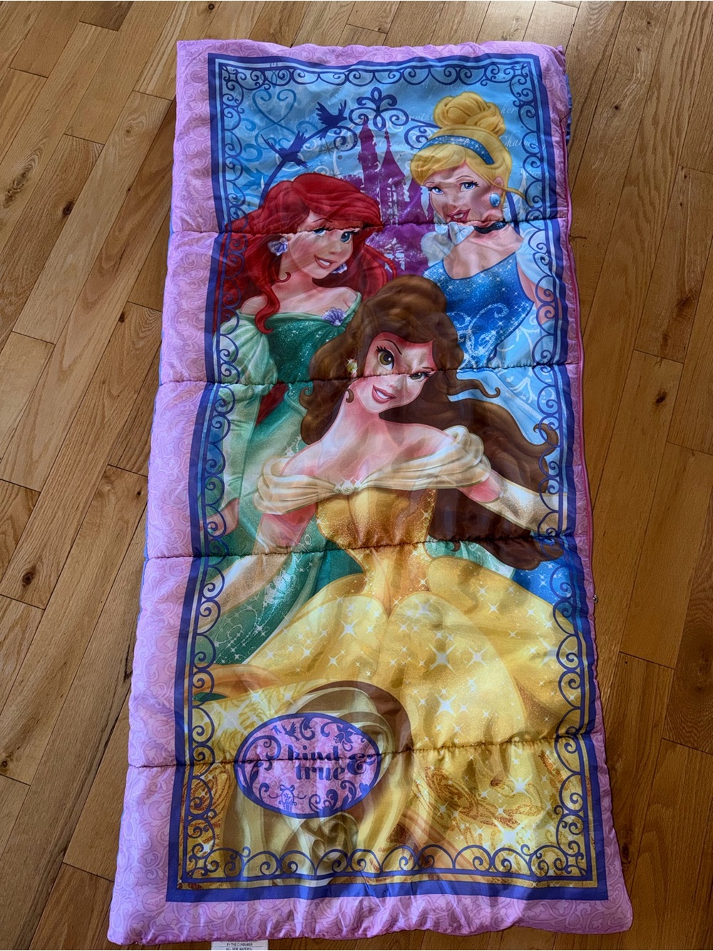 Vintage Disney Princess Kids Sleeping Bag – Cinderella Ariel & belle